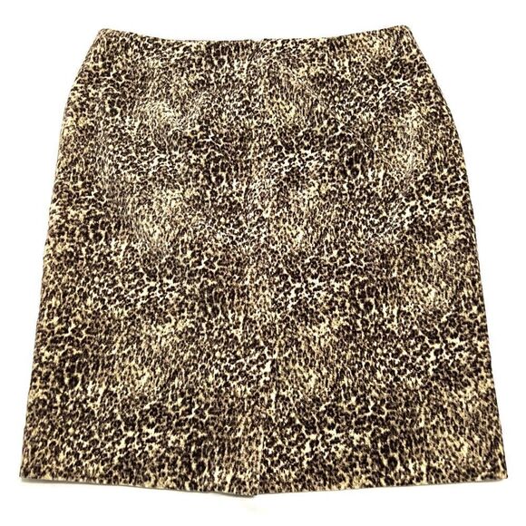 Talbots Pencil Skirt Velvet Cheetah Leopard Brown and Tan Size 6 Petite New - Picture 4 of 14